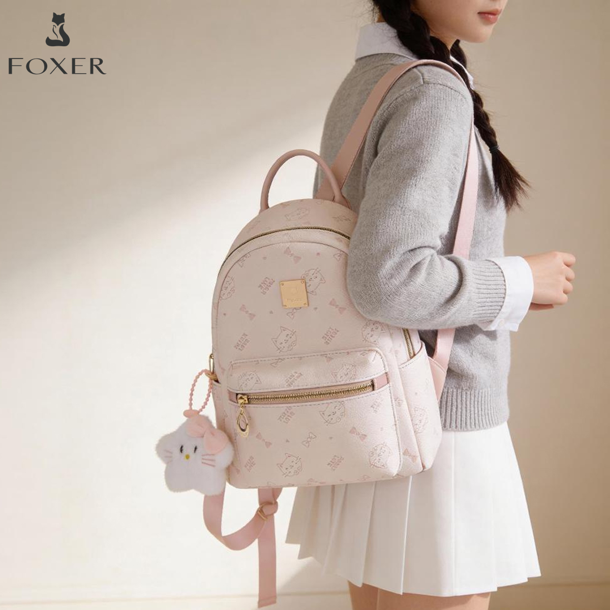 Women'S Bags Designer Brands - FOXER Brand PVC Leather Backpack Cute