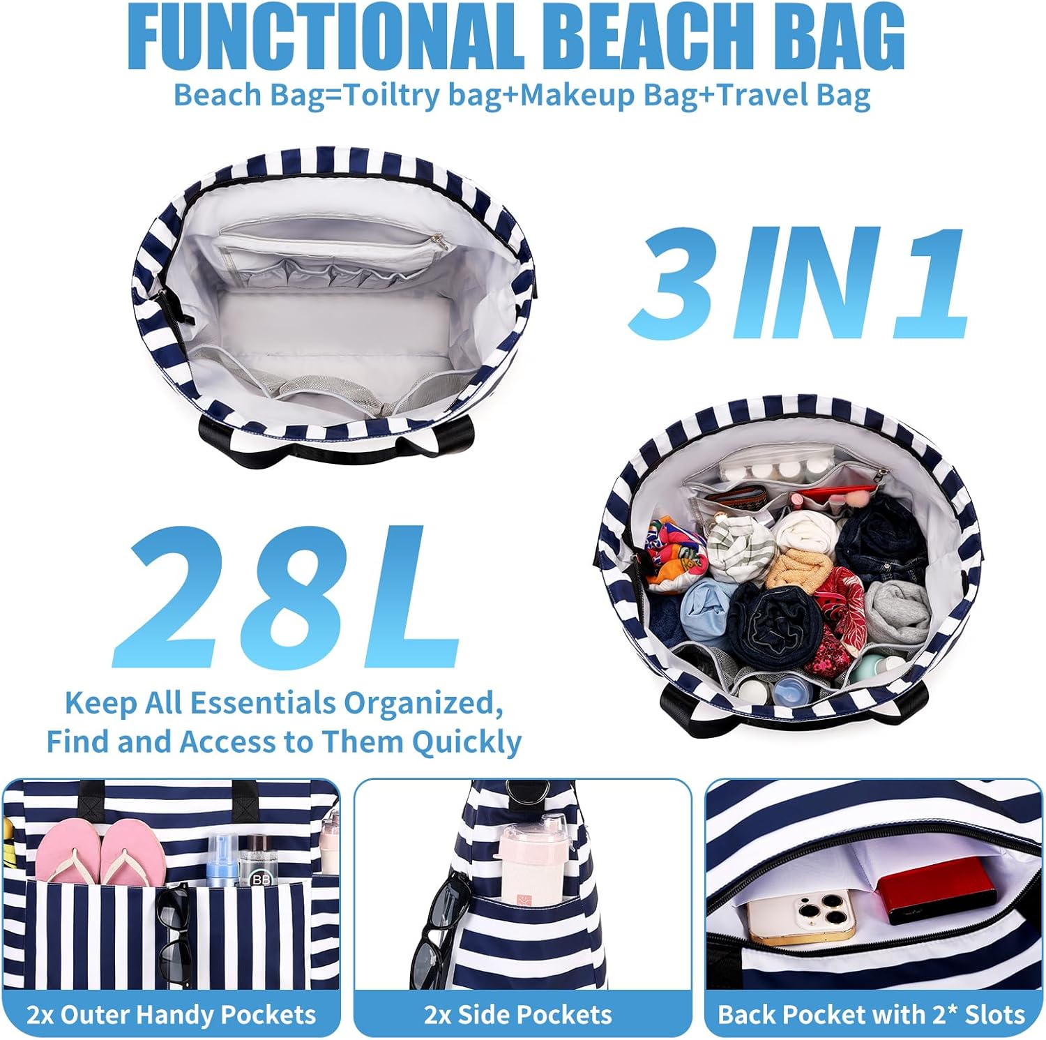 Large Waterproof Beach Bag wit – Women Bags Large recenzja i cena