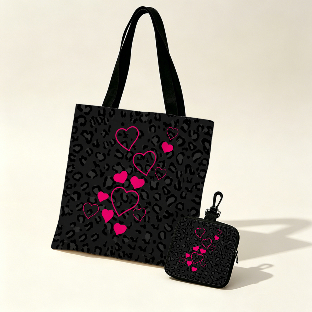 Black Leopard Print Pink Heart – Women Bags Gift recenzja i cena
