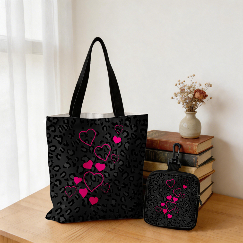 Black Leopard Print Pink Heart – Women Bags Gift recenzja i cena
