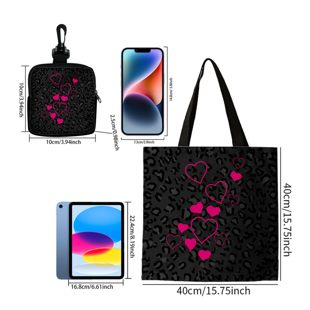 Black Leopard Print Pink Heart – Women Bags Gift recenzja i cena